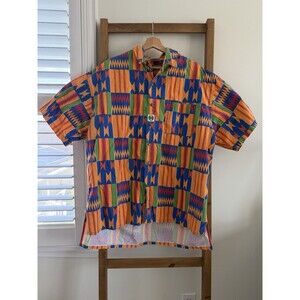 VTG Cross Colours Two Tone Button Up Hip Hop Rap T-Shirt Size XL USA Afro Chic